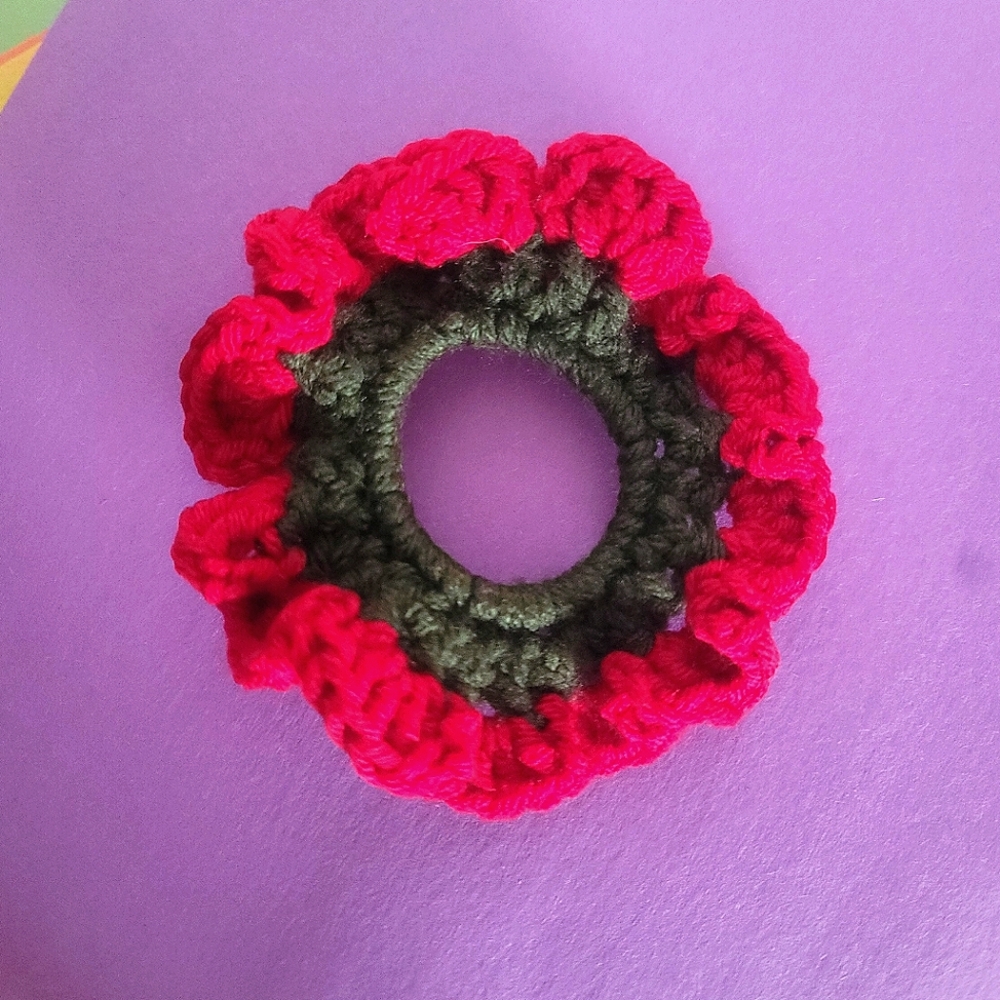 Handmade Red Crochet Scrunchie